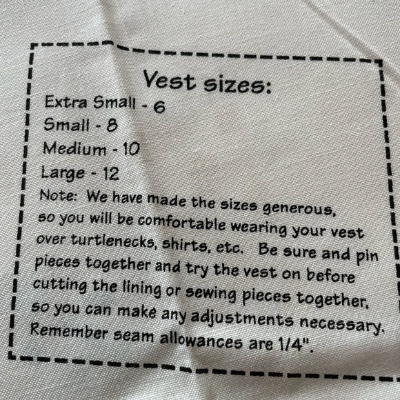 Kids Vest to Sew. County Bears at Heart  sizes 6-12 - Picture 5 of 5